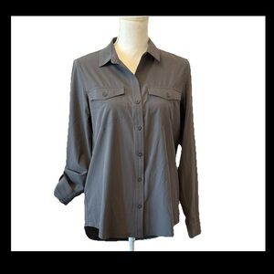 Eddie Bauer Gray Departure 2.0 Collared Long Sleeve Shirt Size Small Outdoor